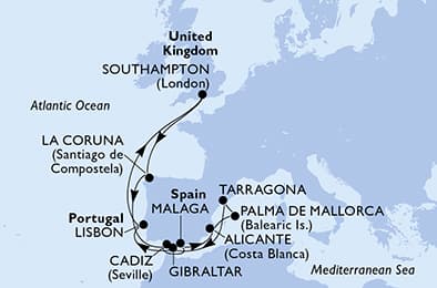 United Kingdom, Spain, Gibraltar, Portugal