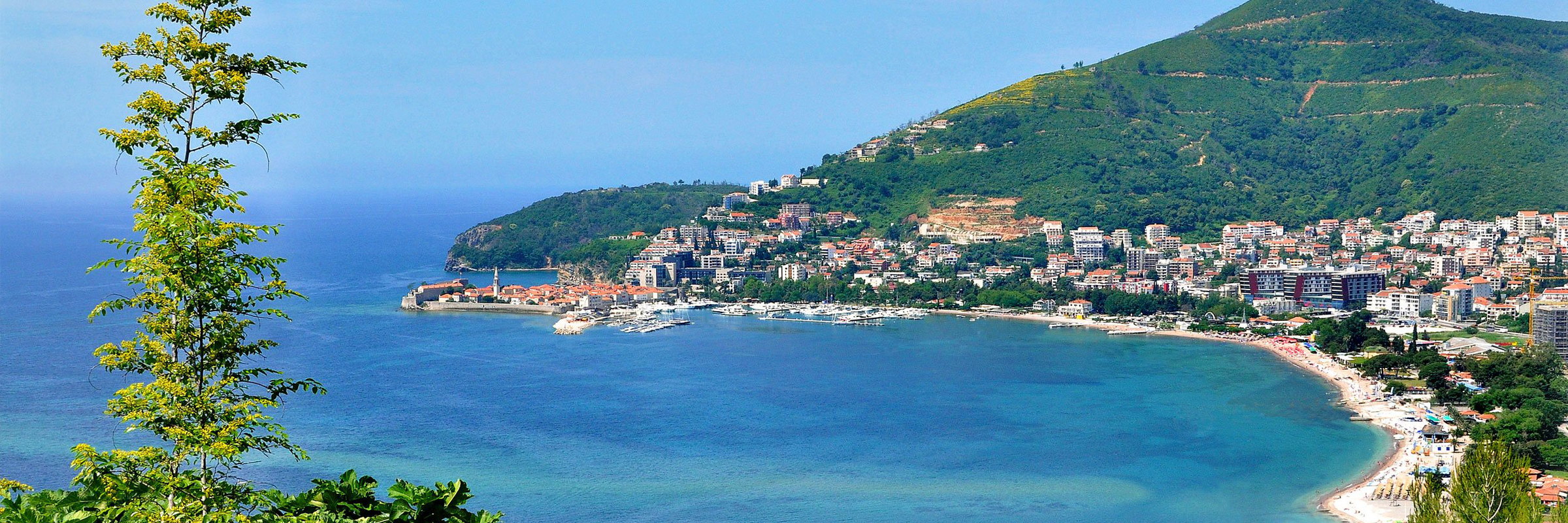 A walled town and bay on the Montenegrin coast